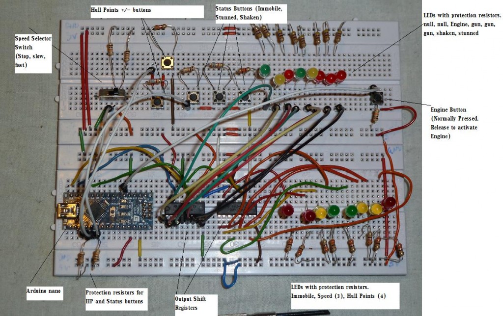 Breadboard of electronic components